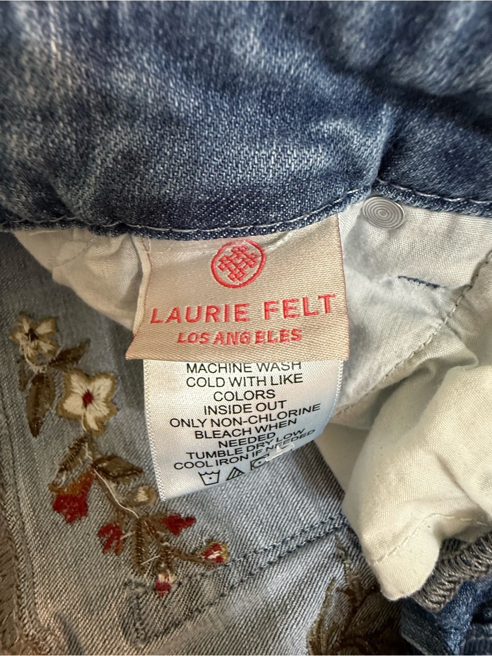 Laurie Felt Los Angeles Classic Slim Leg Embroidered Jeans – Size 8 - Picture 13 of 13